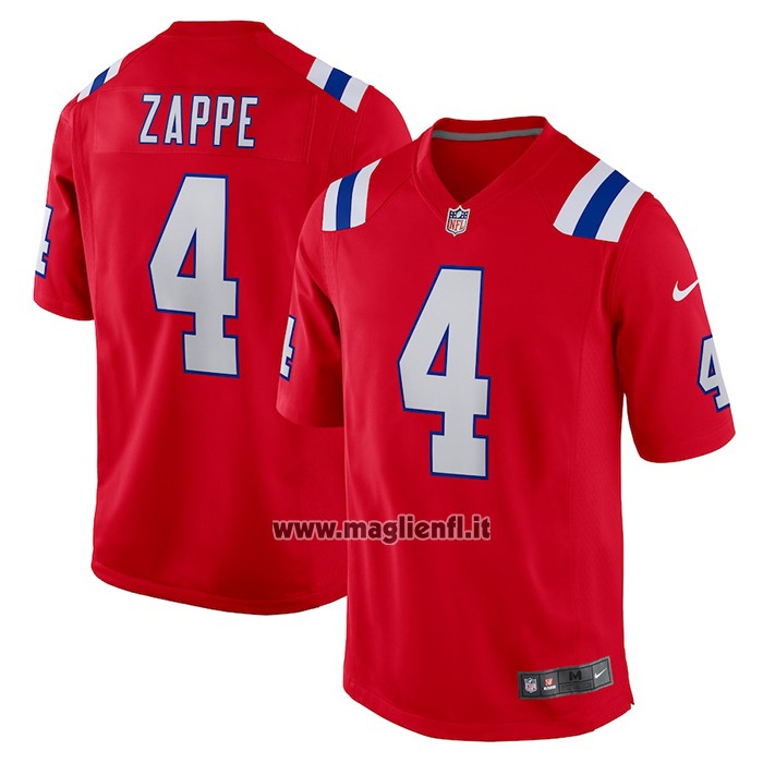 Maglia NFL Game New England Patriots Bailey Zappe Alternato Rosso